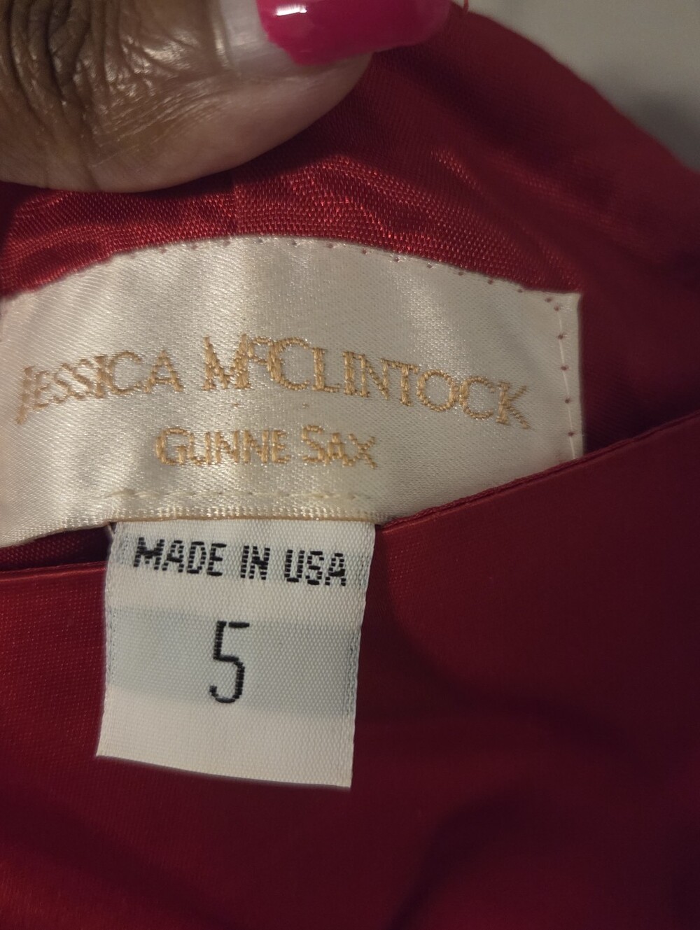Vintage Jessica McClintock Gunne Sax Women's Red Formal Ball Gown Sz 5 - Picture 5 of 6